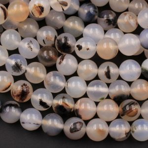 Natural Montana Agate 4mm 6mm 8mm 10mm 12mm Smooth Round Beads Amazing Dendritic Pattern 15.5" Strand | Natural genuine round Agate beads for beading and jewelry making.  #jewelry #beads #beadedjewelry #diyjewelry #jewelrymaking #beadstore #beading #affiliate #ad