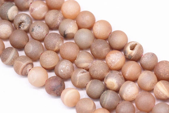 Peach Druzy Agate Matte Round Beads 6mm 8mm 10mm 12mm 15.5" Strand