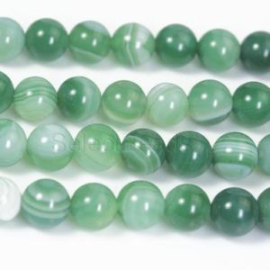 Shop Agate Beads! smooth round green banded agate beads – natural green agate – stripe gemstone beads – white and green beads –  size 6-12mm -15inch | Natural genuine beads Agate beads for beading and jewelry making.  #jewelry #beads #beadedjewelry #diyjewelry #jewelrymaking #beadstore #beading #affiliate #ad