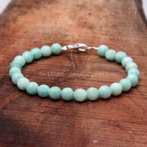 Shop Amazonite Bracelets! Natural Amazonite Beaded Bracelet, Amazonite 7.5mm Faceted Round Bead Bracelet, Green-Blue Amazonite Bracelet,8" Amazonite Gemstone Bracelet | Natural genuine Amazonite bracelets. Buy crystal jewelry, handmade handcrafted artisan jewelry for women.  Unique handmade gift ideas. #jewelry #beadedbracelets #beadedjewelry #gift #shopping #handmadejewelry #fashion #style #product #bracelets #affiliate #ad