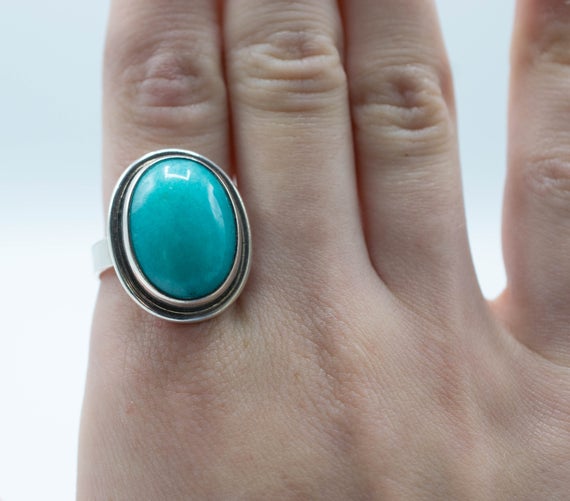 Oval Amazonite Ring // Sterling Silver Ring // Statement Ring // Stone Ring // Sterling Silver //village Silversmith