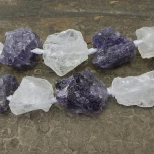 clear quartz and purple amethyst nuggets – natural gemstone raw nugget beads – nugget beads wholesale – raw gemstones wholesale -15inch | Natural genuine chip Gemstone beads for beading and jewelry making.  #jewelry #beads #beadedjewelry #diyjewelry #jewelrymaking #beadstore #beading #affiliate #ad