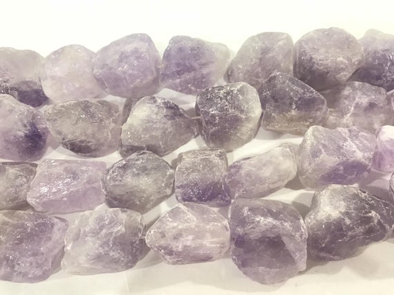 Natural Light Amethyst  20-25mm Raw Nuggets Genuine Loose Mauve Quartz Freeshape Beads 15 Inch Jewelry Supply Bracelet Necklace Material