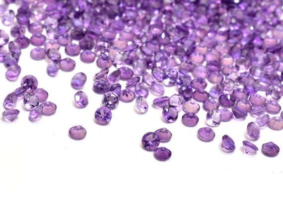 African Amethyst 2mm, 2.5mm, 3mm Round Cut Stone | Natural Aaa Amethyst Semi Precious Gemstone Faceted Loose Round Cut Stone Lot For Jewelry