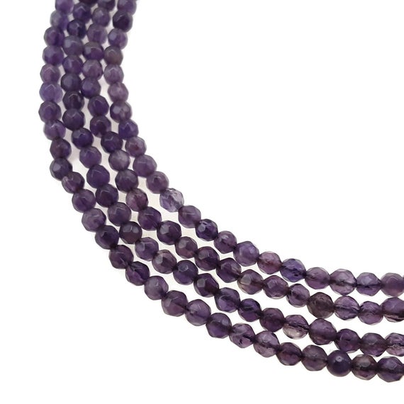Teeth Amethyst Faceted Round Beads Size 2mm 3mm 4mm 15.5" Strand