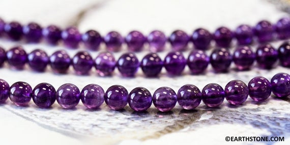 M/ Amethyst 7mm Round Beads 15.5" Strand Enhanced Purple Quartz Gemstone Beads For Jewelry Making