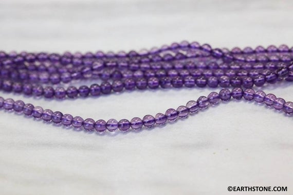 Xs/ Amethyst 3mm/ 2mm Round Beads 15.5" Strand Enhanced Purple Quartz Gemstone Beads For Jewelry Making