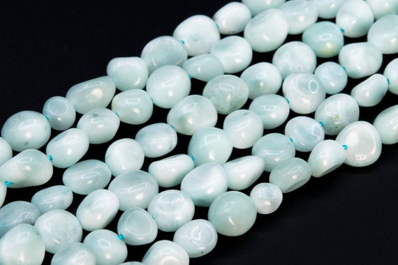 Genuine Natural Aqua Blue Green Angelite Loose Beads Pebble Nugget Shape 8x5mm