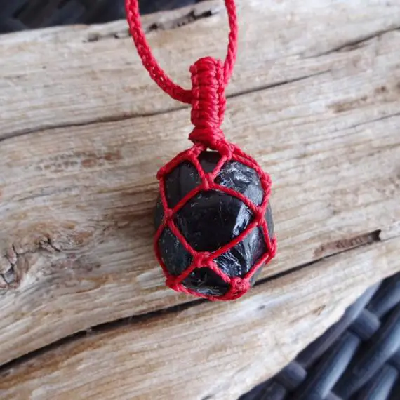 Apache Tears Obsidian Necklace / Dragon Glass Pendant Volcanic Rock