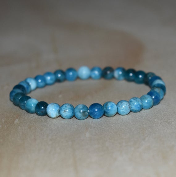 6mm Apatite Bracelet, Blue Apatite Men Bracelet, Women Bracelet, Beaded Bracelet, Healing Bracelet, Calming Bracelet, Apatite Jewel