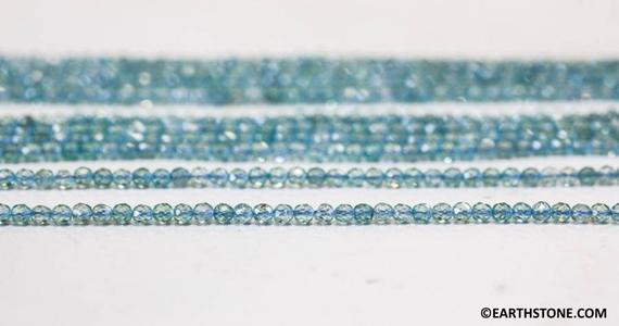 Xs-s/ Blue Apatite 2mm/ 3mm Faceted Round Beads 15.5" Strand Blue Color Gem Quality Apatite Fine Transparent Faceted Apatite Spacer Beads
