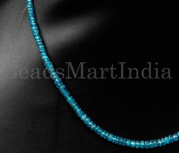 Neon Apatite Faceted Rondelle Necklace Beads, 3.5-5mm Apatite Necklace Beads, Neo Apatite Beads, Apatite Necklace, Apatite Rondelle Beads