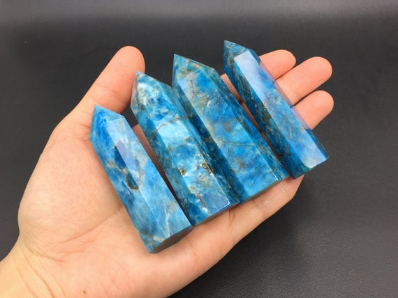 Blue Apatite Point Tower Gemstone Blue Apatite Crystal Tower Standing Point Meditation Tool Healing Reiki Crystal Grid Supply