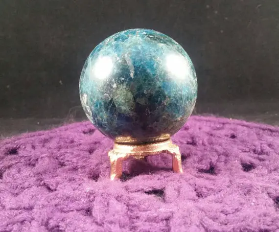 Blue Apatite Sphere 62mm Crystal Ball Stone Polished Unique Natural High Quality Gemmy Choose Your Stand