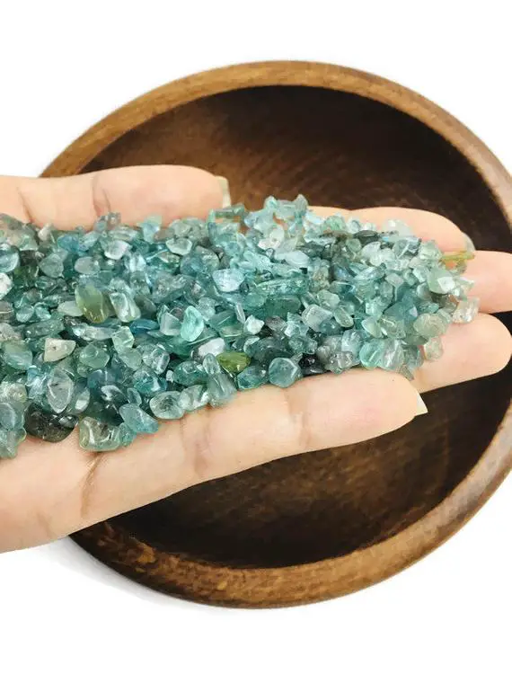 Apatite Crystal (100g) Ocean Blue Clear Apatite Stone Tumbled Gravel (xxs) Chip Bulk Mini Gemstone Lot Natural Polished