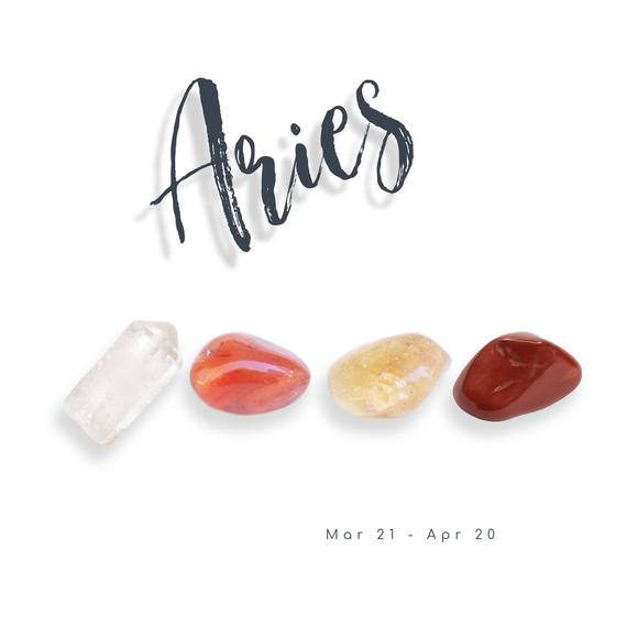 Aries Zodiac Crystal Set / Red Jasper, Citrine, Carnelian, Quartz