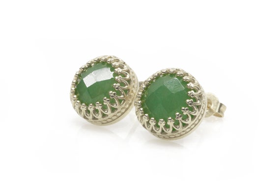 Silver Aventurine Earrings · Green Stone Earrings · Silver Stud Earrings · Delicate Earrings · Sterling Earrings · Bridal Earrings