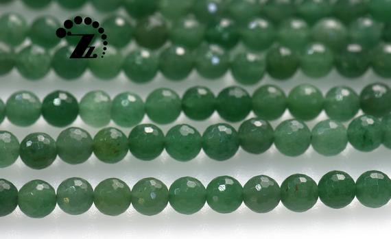 Green Aventurine ,faceted (128 Faces) Round Beads,natural Gemstone,loose Beads,diy, 6mm,8mm,15” Full Strand