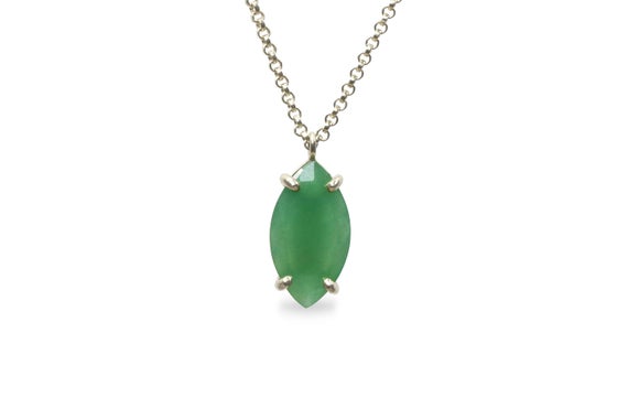 Marquise Necklace · Aventurine Necklace · Green Gemstone Necklace · Handmade Necklace For Women · Sterling Necklace