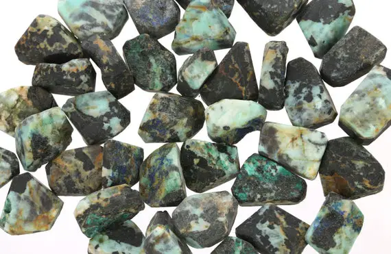 Raw Azurite Pieces, Rough Azurite, Unique Gemstones, Raw Azurite Crystal, Bulk Raw Gemstones, Green And Black Stone, Azurite005