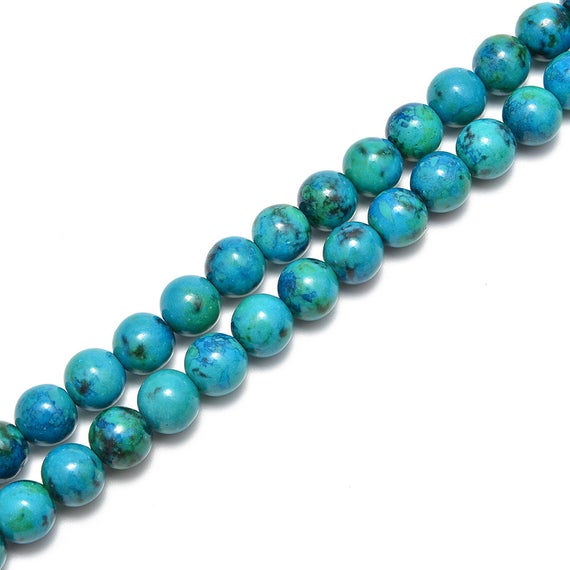 2.0mm Hole Azurite Smooth Round Beads Size 6mm 8mm 10mm 15.5" Strand