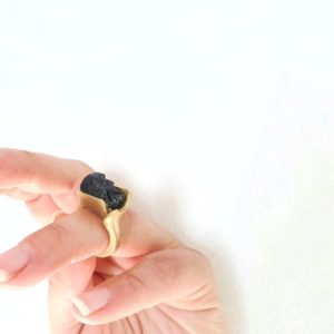 Shop Black Tourmaline Rings! Black tourmaline ring gold, unique brass ring, gold plated brass ring, black stone ring women, modernist ring, exclusive jewelry artisan | Natural genuine Black Tourmaline rings, simple unique handcrafted gemstone rings. #rings #jewelry #shopping #gift #handmade #fashion #style #affiliate #ad