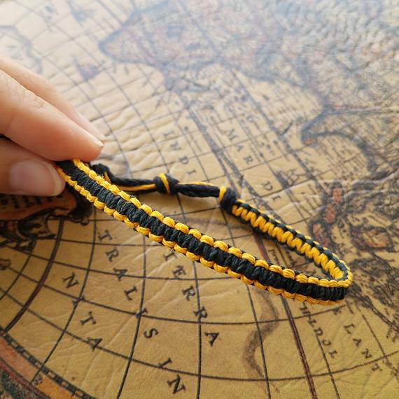 Black & Yellow, Reversible, Hemp Bracelet, Hemp Anklet, Hemp Choker, Custom, Natural Jewelry, Eco-friendly, Aromatherapy, Coconut, Gift