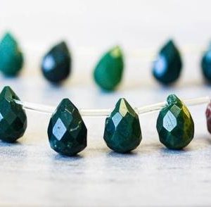 Shop Bloodstone Bead Shapes! M/ Blood Stone 7x10mm Teardrop Briolette beads 16" strand about 40pcs Natural green beads for jewelry making | Natural genuine other-shape Bloodstone beads for beading and jewelry making.  #jewelry #beads #beadedjewelry #diyjewelry #jewelrymaking #beadstore #beading #affiliate #ad