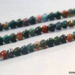 S/ Blood Stone 4mm Flat Heart beads 15.5" strand Natural dark green/red tiny heart beads for jewelry making | Natural genuine other-shape Gemstone beads for beading and jewelry making.  #jewelry #beads #beadedjewelry #diyjewelry #jewelrymaking #beadstore #beading #affiliate #ad