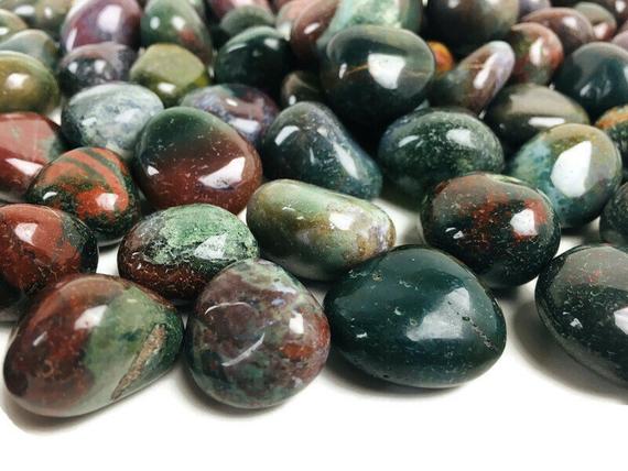 Bloodstone Crystal (1) Tumbled Blood Stone (xs)  Natural Jasper Polished Crystal Green Heliotrope India Polished Gemstone