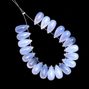 AAA+ Natural Blue Chalcedony 6x12mm Teardrop Smooth Briolette Beads | Chalcedony Semi Precious Gemstone Drops for Jewelry Making | Natural genuine other-shape Blue Chalcedony beads for beading and jewelry making.  #jewelry #beads #beadedjewelry #diyjewelry #jewelrymaking #beadstore #beading #affiliate #ad