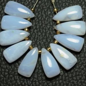 Shop Blue Lace Agate Bead Shapes! Natural Blue Lace Agate Beads 7x15mm Smooth Fancy Shape Briolettes Gemstone Beads Superb Blue Lace Agate Stone Semi Precious (10 Pcs) No4959 | Natural genuine other-shape Blue Lace Agate beads for beading and jewelry making.  #jewelry #beads #beadedjewelry #diyjewelry #jewelrymaking #beadstore #beading #affiliate #ad