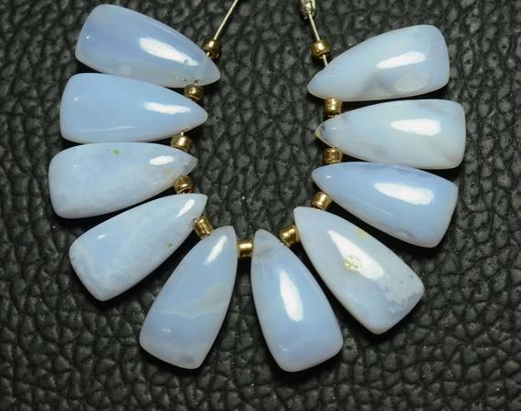 Natural Blue Lace Agate Beads 7x15mm Smooth Fancy Shape Briolettes Gemstone Beads Superb Blue Lace Agate Stone Semi Precious (10 Pcs) No4959
