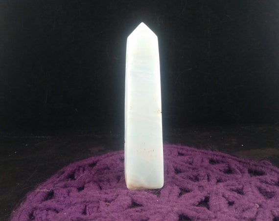 Caribbean Calcite Tower Polished Point Obelisk Crystals Magick Stones New Find Starseed Pale Light Blue Pakistan
