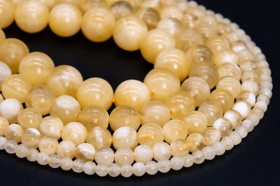 Genuine Natural Honey Yellow Calcite Loose Beads Grade Aa Round Shape 6mm 8mm 10mm 12mm