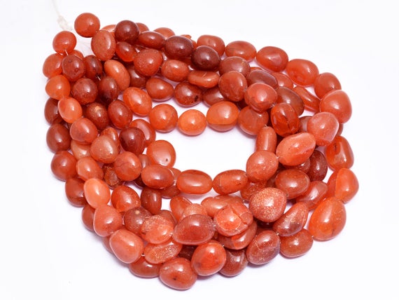 Carnelian Oval Nuggets Beads | 16mm-20mm Smooth Tumble 17inch Strand- 600carats | Natural Carnelian Semi Precious Gemstone Beads For Jewelry