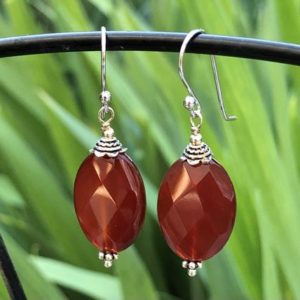 Shop Carnelian Earrings! Carnelian Earrings Sterling Silver natural brown stone oval simple everyday classic dangle drops birthday holiday gift for her women 6407 | Natural genuine Carnelian earrings. Buy crystal jewelry, handmade handcrafted artisan jewelry for women.  Unique handmade gift ideas. #jewelry #beadedearrings #beadedjewelry #gift #shopping #handmadejewelry #fashion #style #product #earrings #affiliate #ad