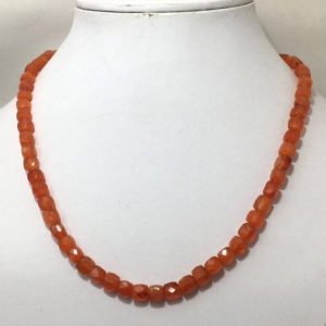 Shop Carnelian Necklaces! Natural Carnelian Faceted Box 6 to 7 mm 17.5 Inches  Gemstone Beads Necklace / Necklace Gift / Faceted  Cubes / Carnelian Jewellery | Natural genuine Carnelian necklaces. Buy crystal jewelry, handmade handcrafted artisan jewelry for women.  Unique handmade gift ideas. #jewelry #beadednecklaces #beadedjewelry #gift #shopping #handmadejewelry #fashion #style #product #necklaces #affiliate #ad