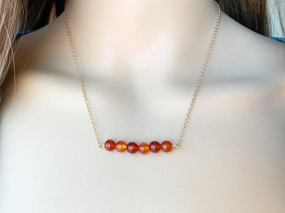 Closeout Carnelian Necklace Gold Or Silver Carnelian Jewelry, Red Gemstone Necklace, Red Crystal Necklace For Women Limited Edition