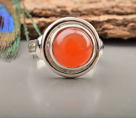 Awesome Natural Sterling Silver Carnelian Ring, Silver Ring, Gift For Her, Unique Gift Ring, Designer Ring, Gemstone Ring, Handmade Ring,
