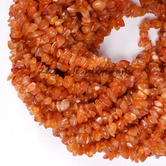 34" Natural Natural Orange Carnelian Smooth Uncut Chips Gemstone Beads Carnelian Nugget Beads For Jewelry Necklace Jewelry Making Crafts