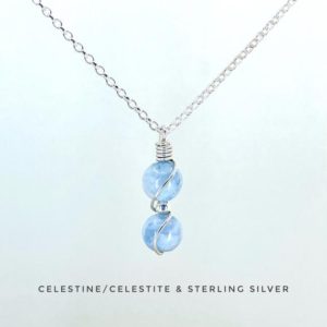 Shop Celestite Necklaces! Calming crystal necklace, Celestine necklace, Celestite, anxiety relief | Natural genuine Celestite necklaces. Buy crystal jewelry, handmade handcrafted artisan jewelry for women.  Unique handmade gift ideas. #jewelry #beadednecklaces #beadedjewelry #gift #shopping #handmadejewelry #fashion #style #product #necklaces #affiliate #ad