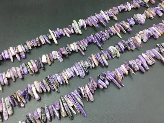 Natural Charoite Chip Beads Stick Shard Beads Tiny Charoite Polished Purple Charoite Beads Top Drilled Supplies 10-25mm 15.5" Full Strand