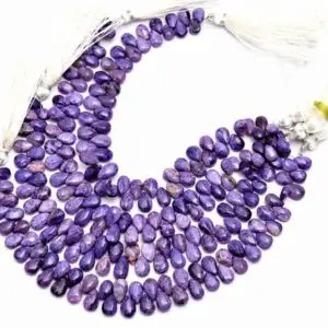 Shop Charoite Bead Shapes! AAA+ Russian Charoite Gemstone 6x9mm Smooth Pear Beads | 8inch Strand | Purple Charoite Semi Precious Gemstone Smooth Loose Briolettes | Natural genuine other-shape Charoite beads for beading and jewelry making.  #jewelry #beads #beadedjewelry #diyjewelry #jewelrymaking #beadstore #beading #affiliate #ad