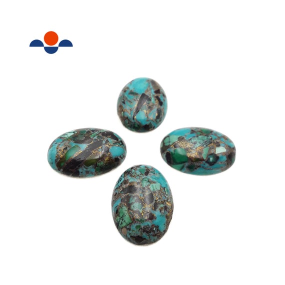Blue Bronzite Chrysocolla Oval Cabochon Size 22x30mm Sold Per Piece