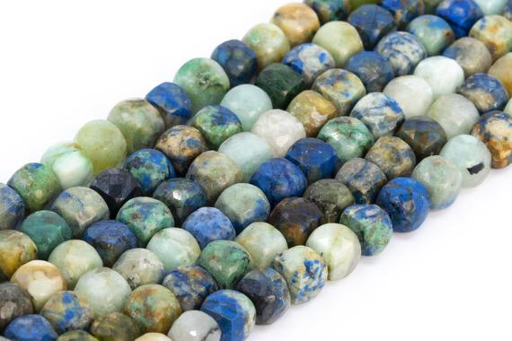 Genuine Natural Chrysocolla Loose Beads Grade A Faceted Cube Shape 5x5mm