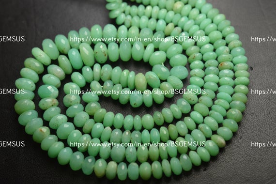 7 Inches Strand,natural Chrysoprase Faceted Rondelles, Size 6-8mm
