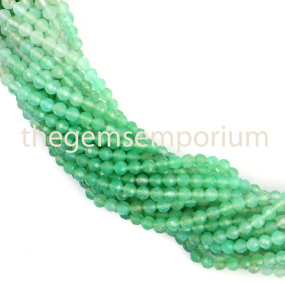Chrysoprase Faceted Rondelle Gemstone Beads, Machine Cut Gemstone Beads, 2.35-2.65mm Gemstone For Jewelry Making