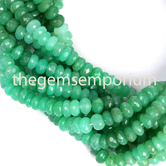 Chrysoprase Faceted Rondelle Shape Beads, Chrysoprase Rondelle Shape Beads, Chrysoprase Faceted Beads, Chrysoprase Beads, Chrysoprase