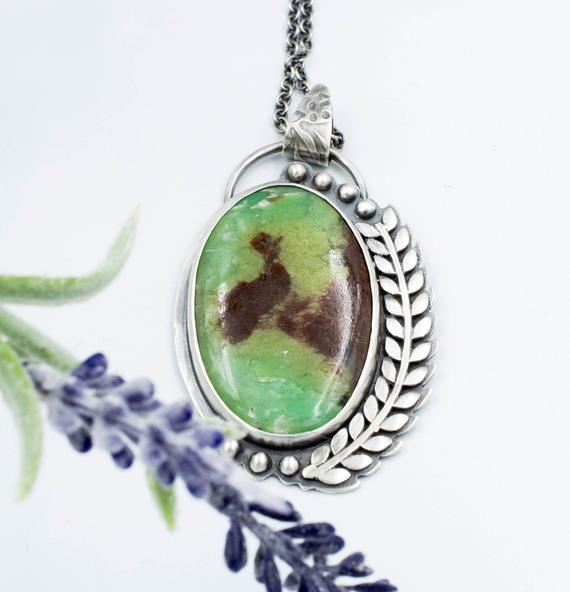 Chrysoprase Necklace In Sterling Silver